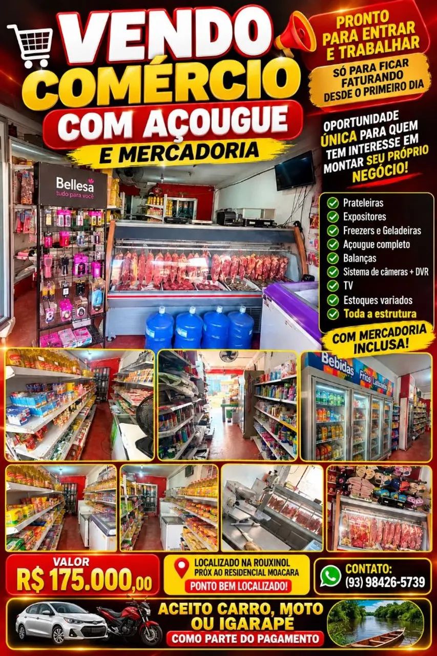 Vendo comércio e açougue com pleto