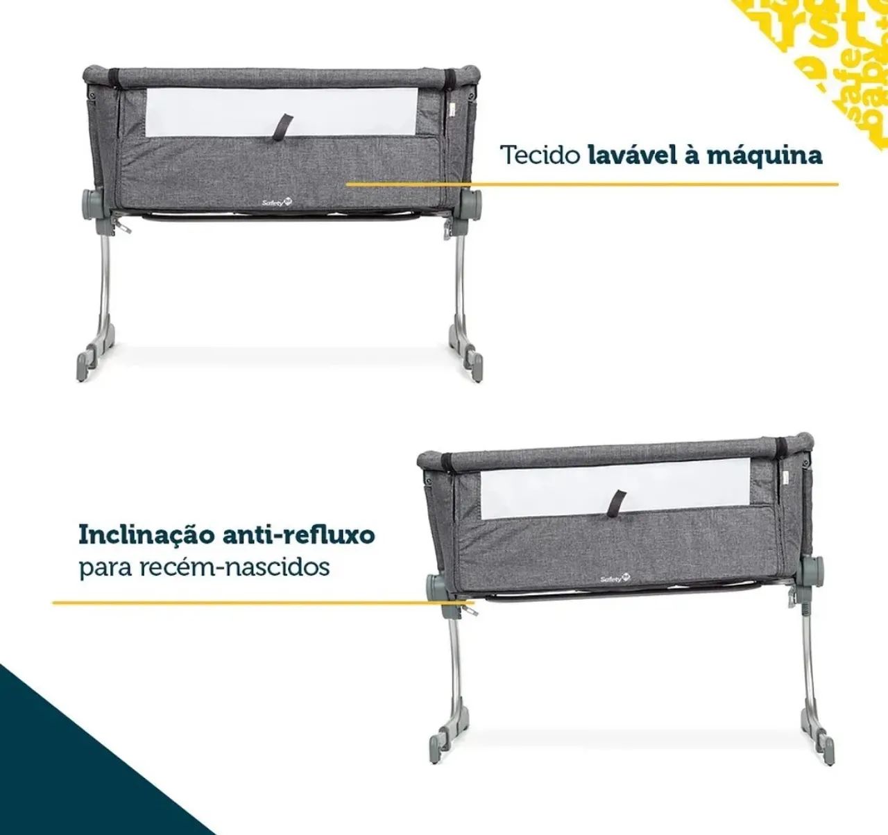 Berço Safety 1st Side By Side -cinza - Foto 3
