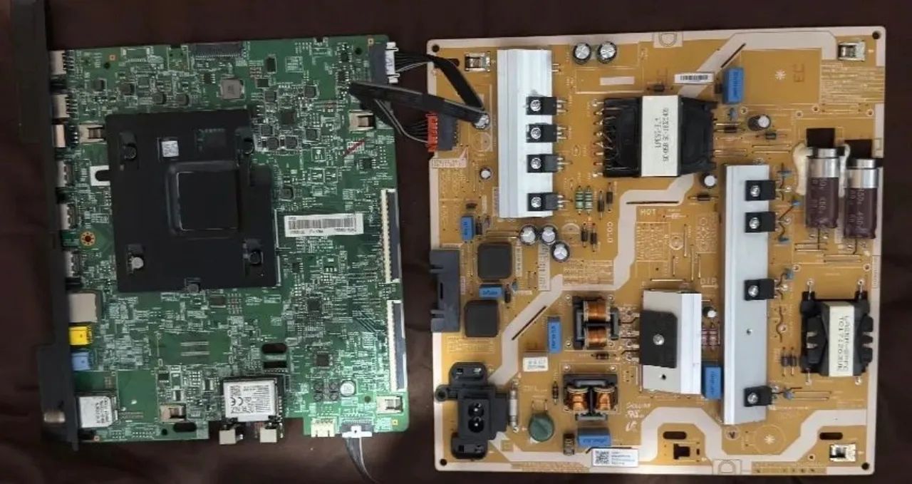 Placa mãe com cabo power, E placa de fonte smart Tv Samsung 55 pol Model UN55NU71100G