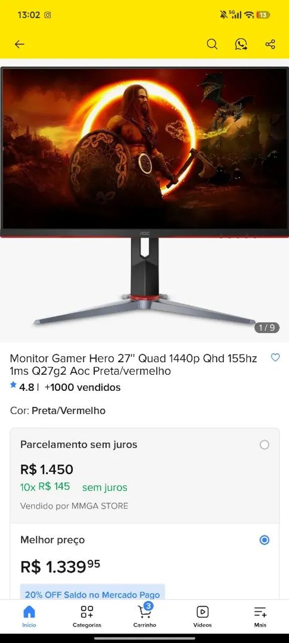 MONITOR AOC Q27G2 QHD 155HZ - Foto 2