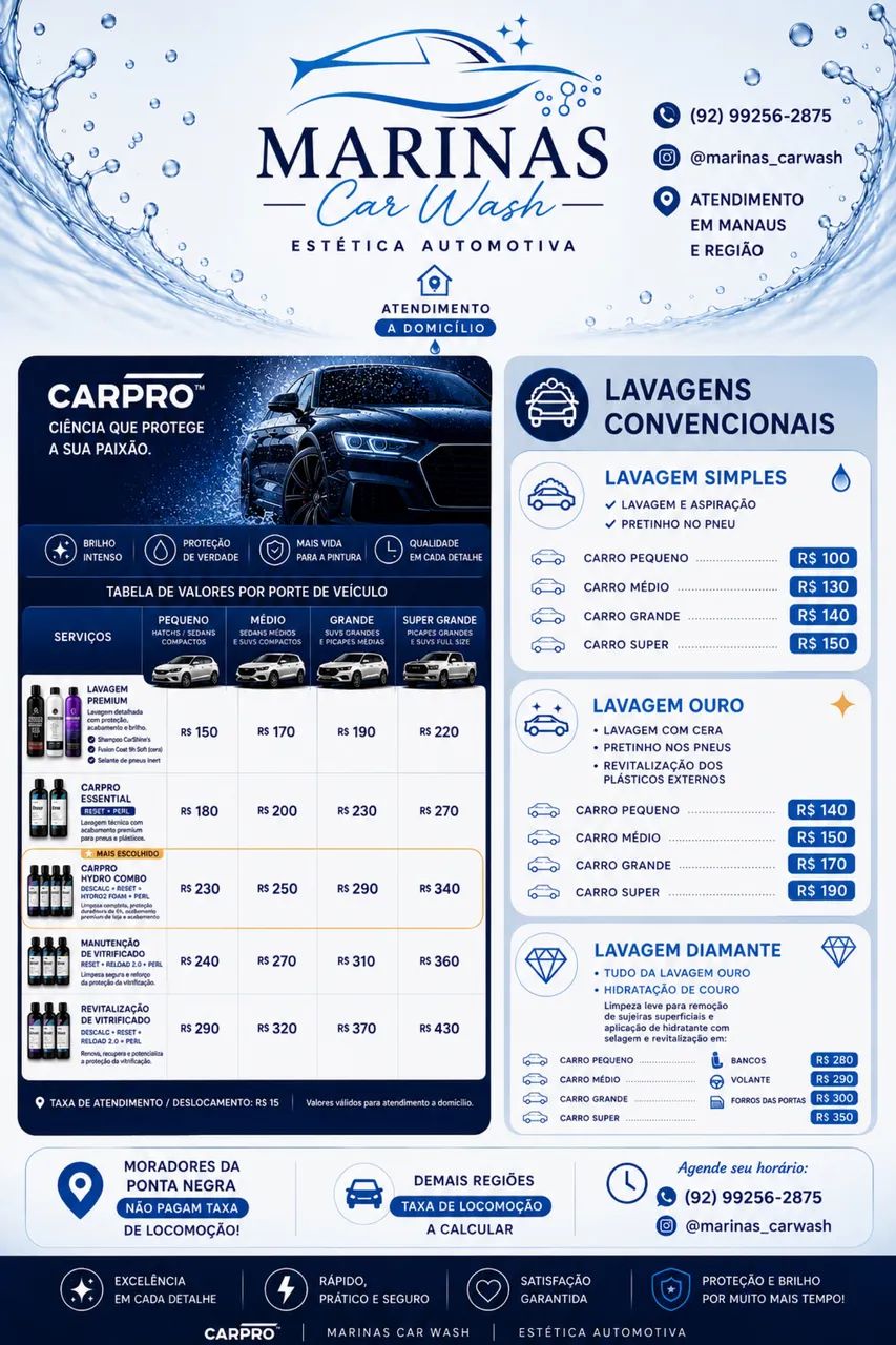 Lavagem automotiva a domicílio