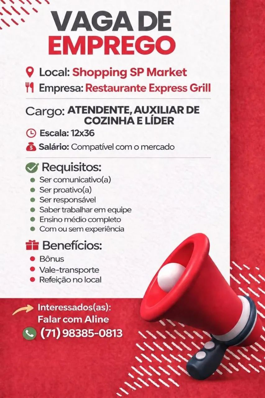                Vaga de emprego