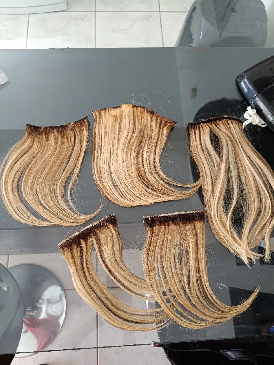 KIT COM 6 TELAS DE CABELO HUMANO LOIRO - 30/35 CM