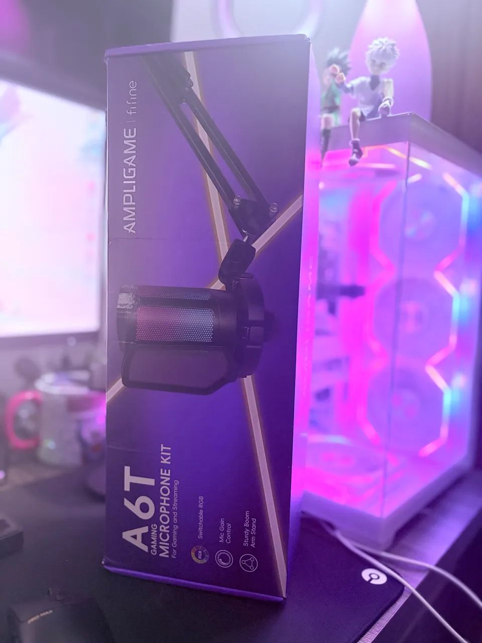 Microfone USB FIFINE A6T RGB com braço articulado