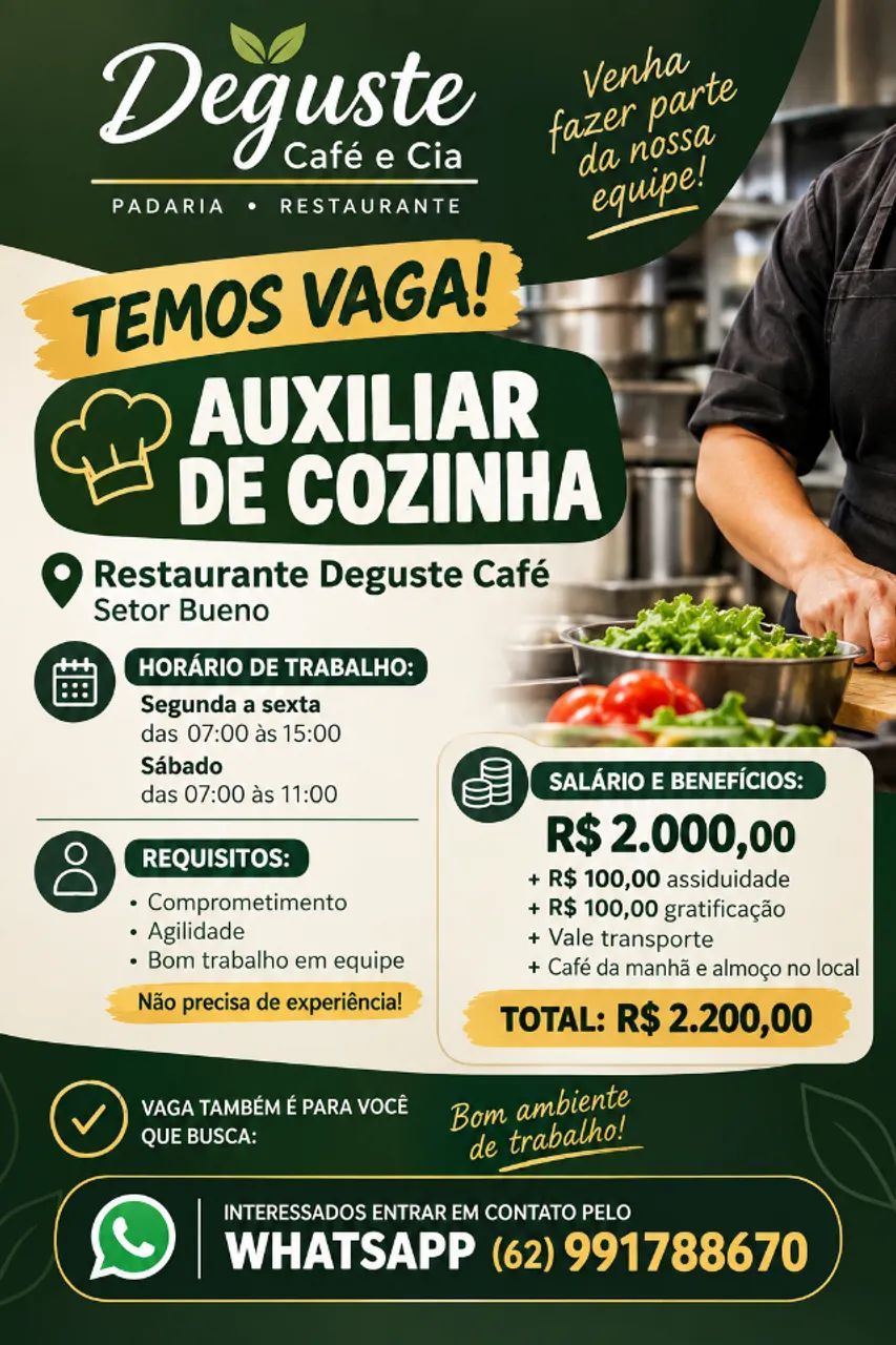 Vaga Auxiliar de Cozinha