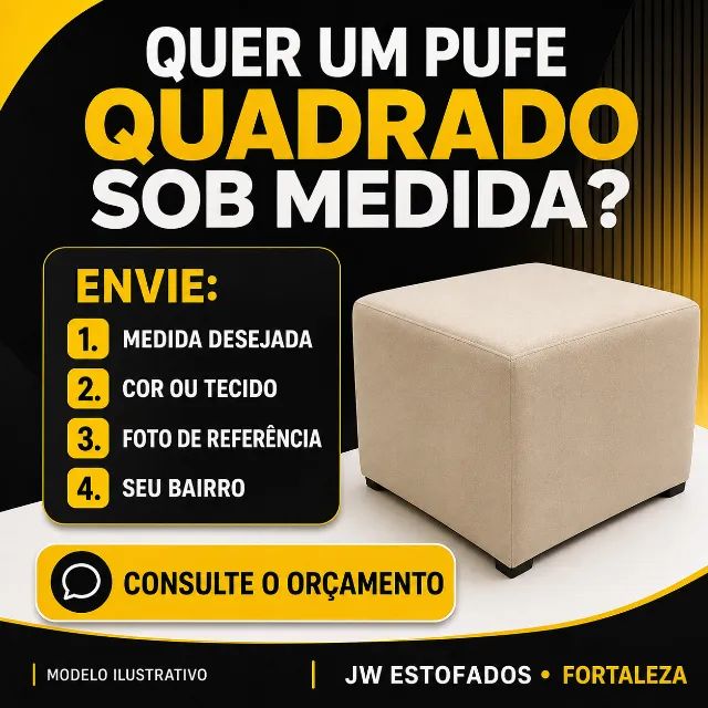 Pufe quadrado estofado sob medida em Fortaleza - Foto 4