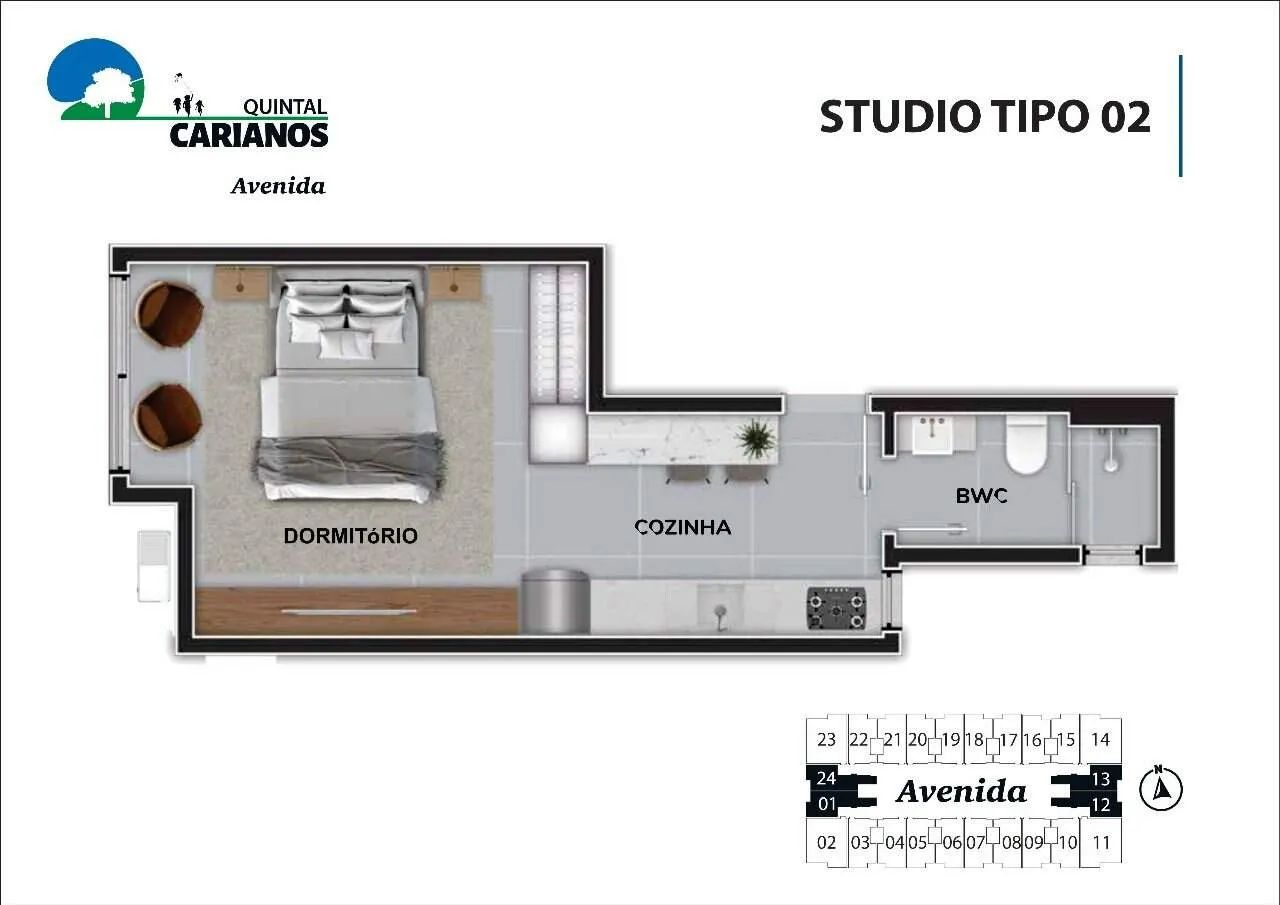 Apartamento 1 quarto em Carianos, Florianópolis | Quintal Carianos - Avenida