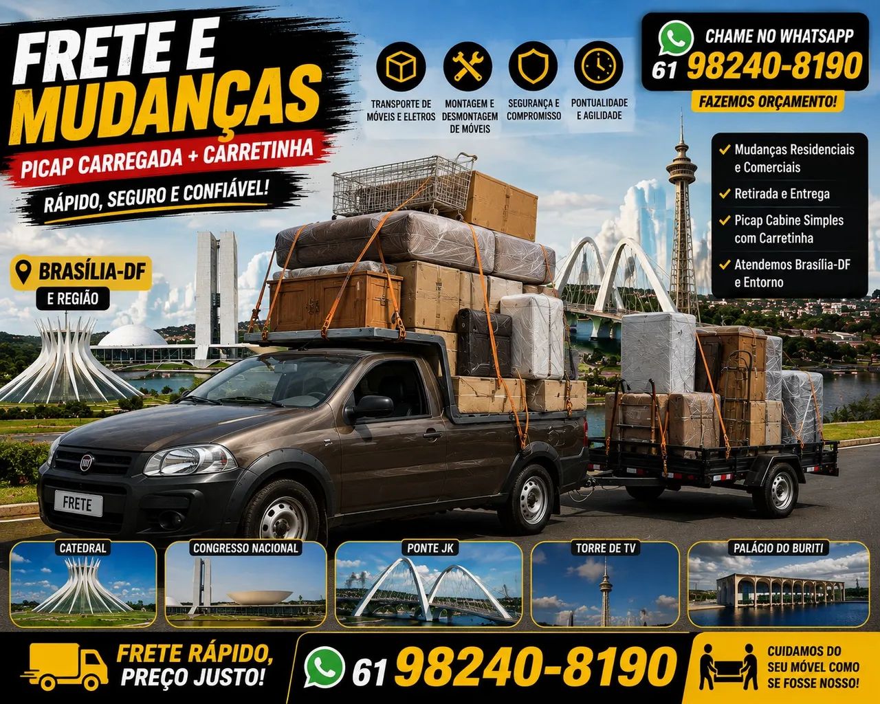 FRETE E MUDANÇAS | PICAP COM CARRETINHA | MONTAGEM E DESMONTAGEM