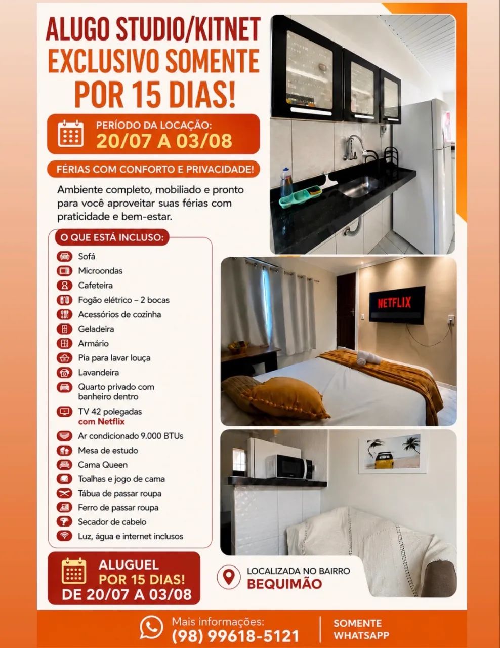 Kitnet por temporada 