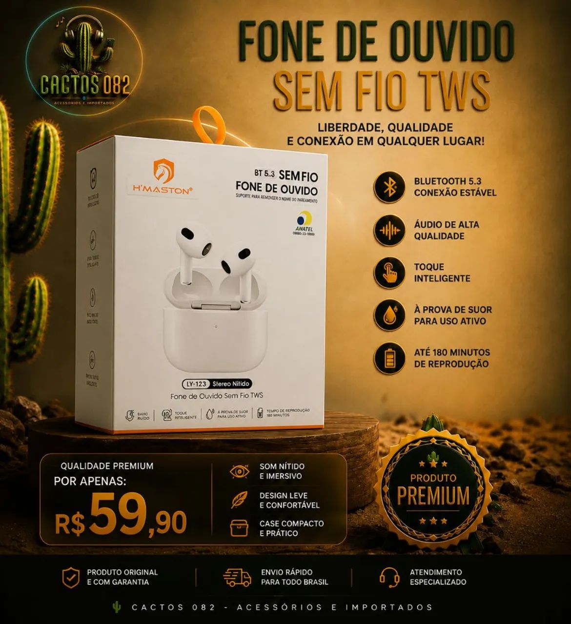 Fone Bluetooth Sem Fio H?Maston - Foto 2