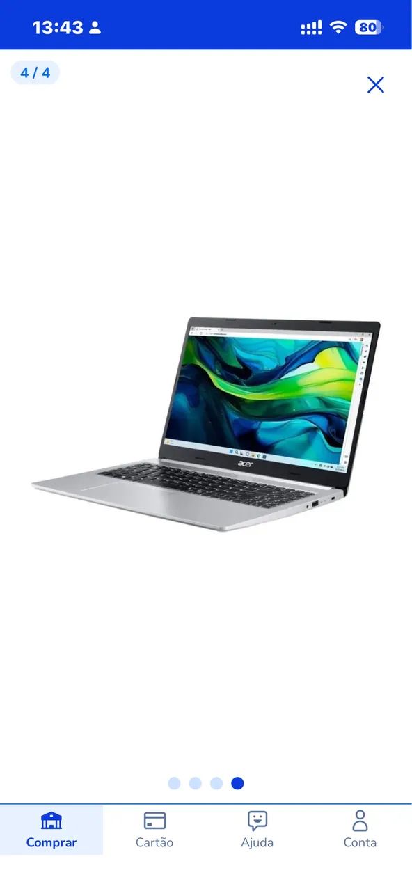 Notebook Acer razey 5 com 256 ssd  