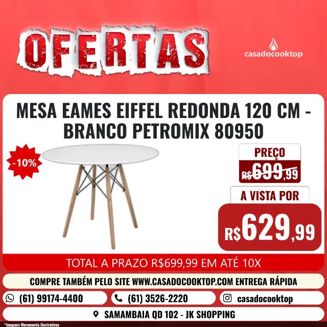 MESA EAMES EIFFEL REDONDA 120 CM - BRANCO PETROMIX 80950