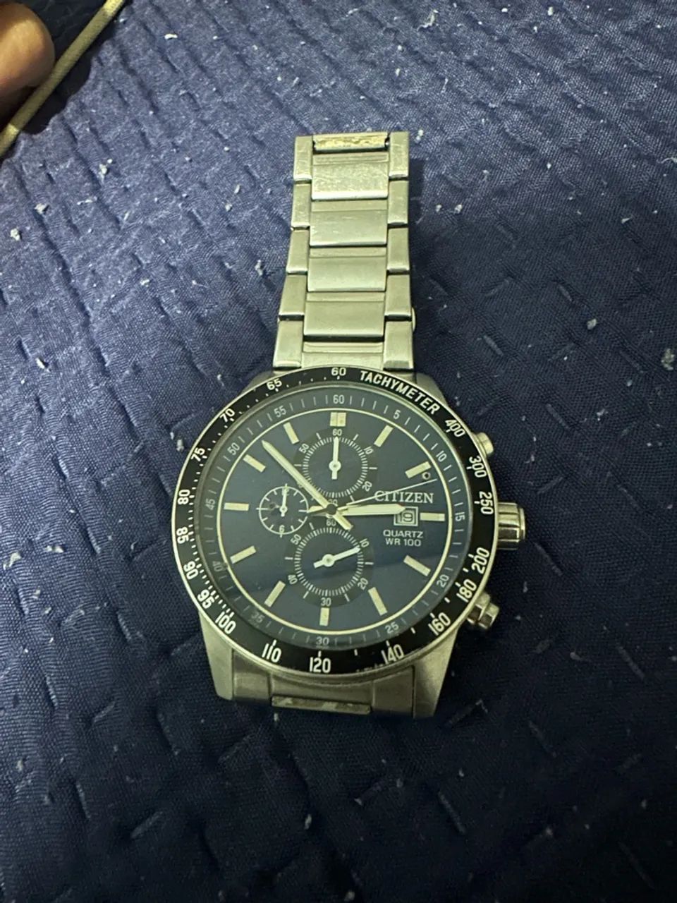 Relógio Citizen Quartz Cronógrafo AN3600-59E Tachymeter WR 100m Aço