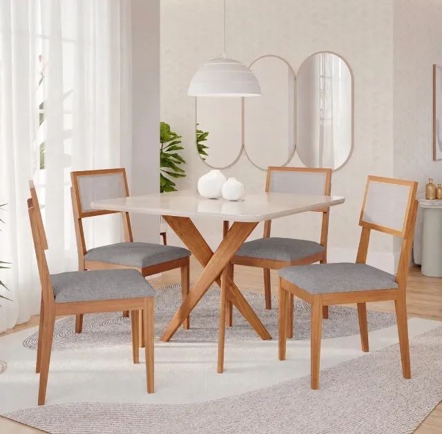 Conjunto Mesa e 4 Cadeiras Eucagraf Glass 95 cm