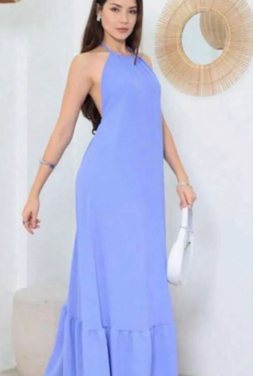 Vestido longo azul bebê ?M?
