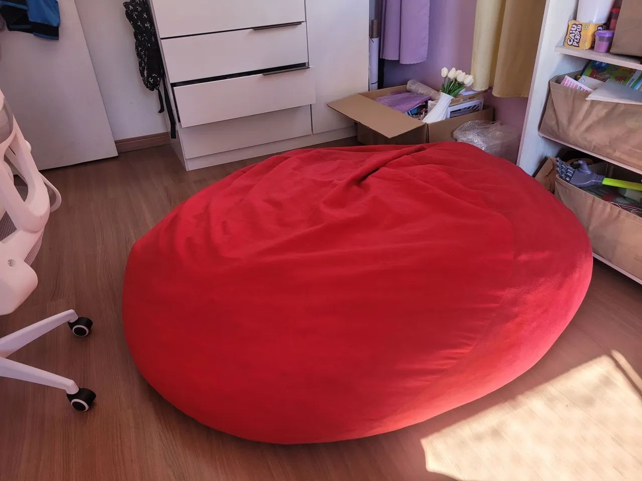 Puff enorme 128x40cm vermelho ótimo estado - Foto 4
