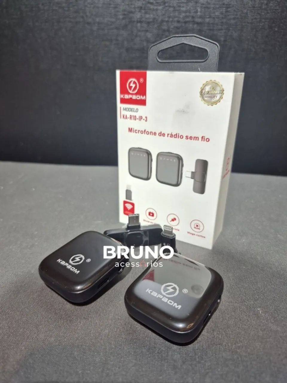 Microfone de lapela duplo sem fio para celular tipo c e lightning