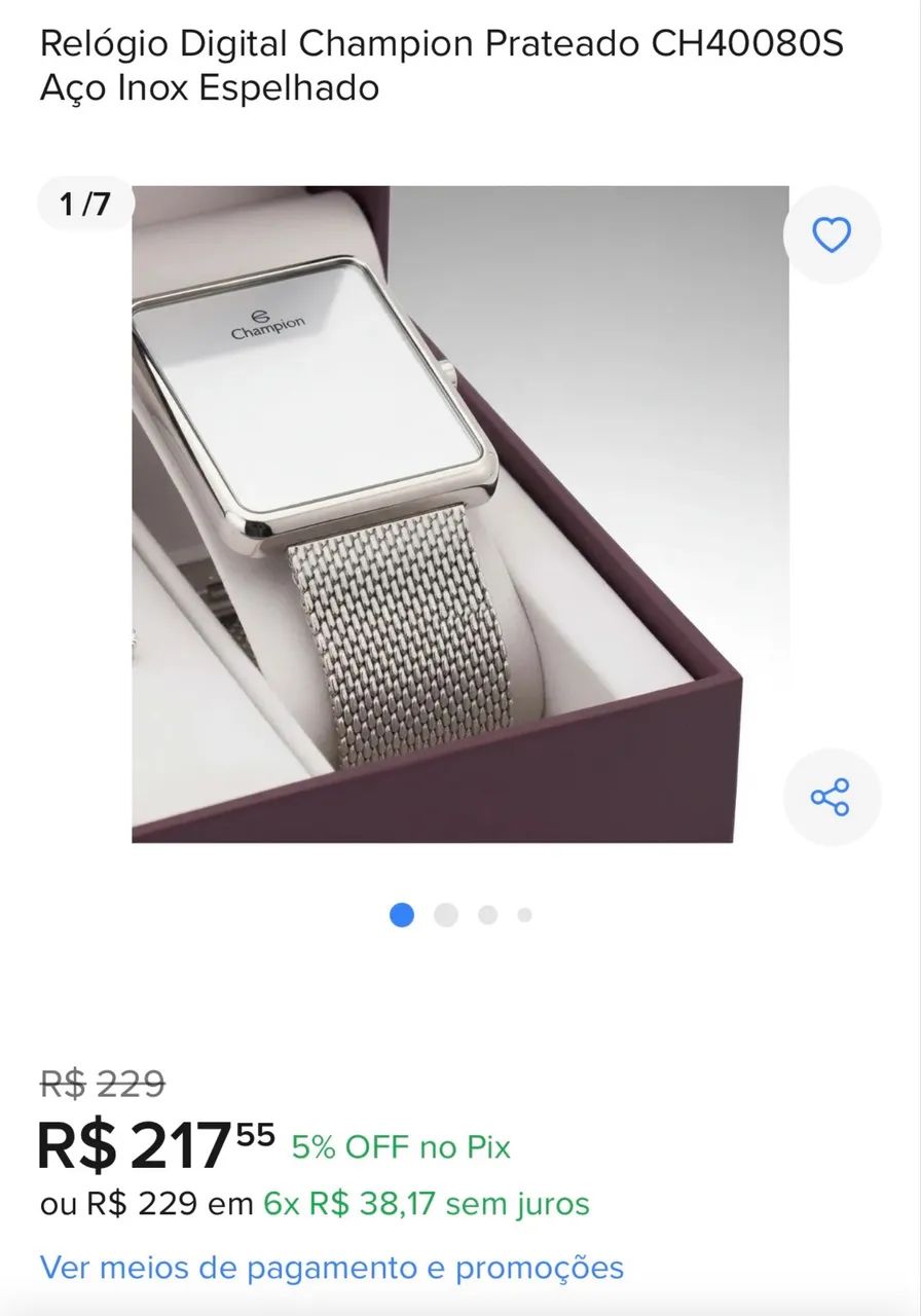 Relógio Champion Prata Aço inox Espelhado - Foto 4
