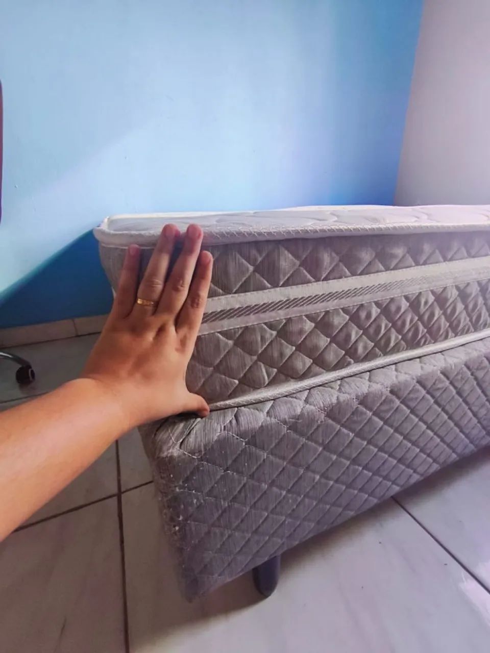 Cama de casal box e colchão ortopédico Umaflex  - Foto 2
