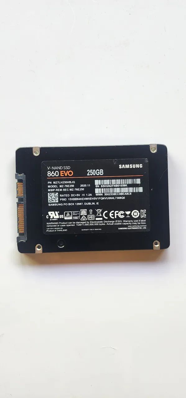 SSD Samsung 860 EVO 250GB | V-NAND | SATA III | 2,5 polegadas441992509024512002