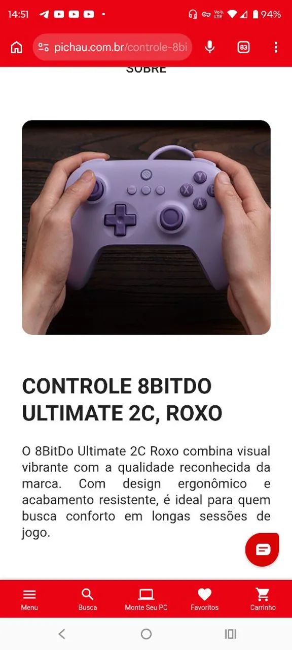 controle 8bitdo com fio - Foto 2
