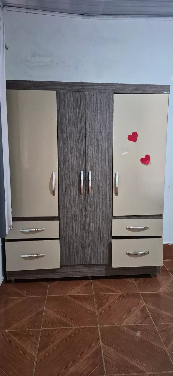 Máquina de lavar, guarda roupa e cama de solteiro de madeira  - Foto 2
