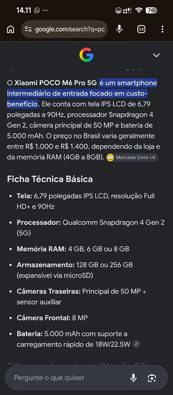 Poco M6 pro 5g 256gb perfeito estado - Foto 3