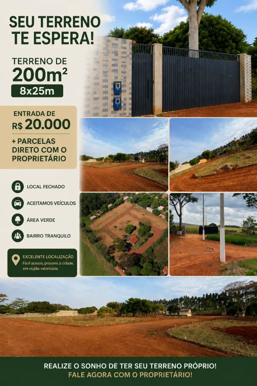 Terreno- Entrada de R$20.000 + parcelas a combinar