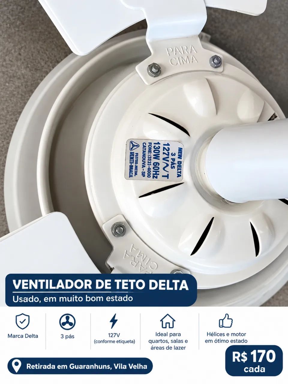 VENTILADOR DE TETO DELTA - Foto 2