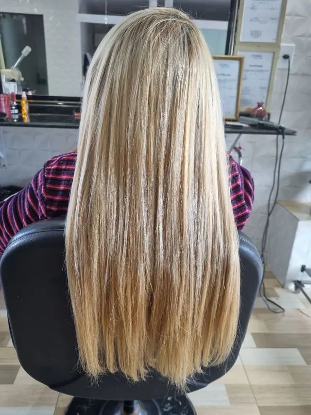 Promoção cabelo  humano  loiro perolado cada 100g 55cm  - Foto 4