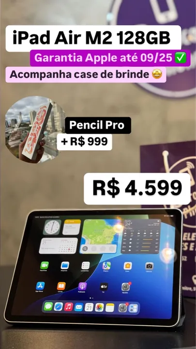 iPad Air M2 128GB - Semi-Novo - Garantia Apple até 09/25