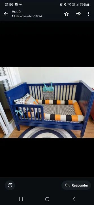Berço Azul Vira Mini Cama - Foto 2