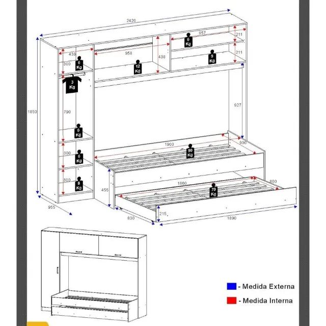Promoção Bicama + Guarda Roupa - BH32  - Foto 2