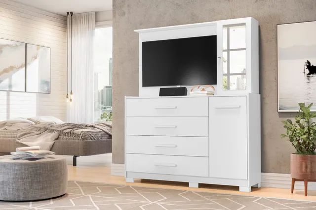 Cômoda Ilha Bela 4 gv e 2 portas e painel várias cores