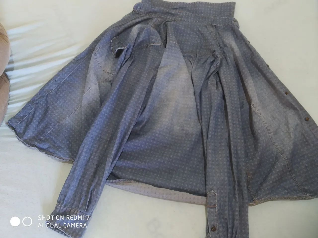 Camisa masculina jeans azul  - Foto 2