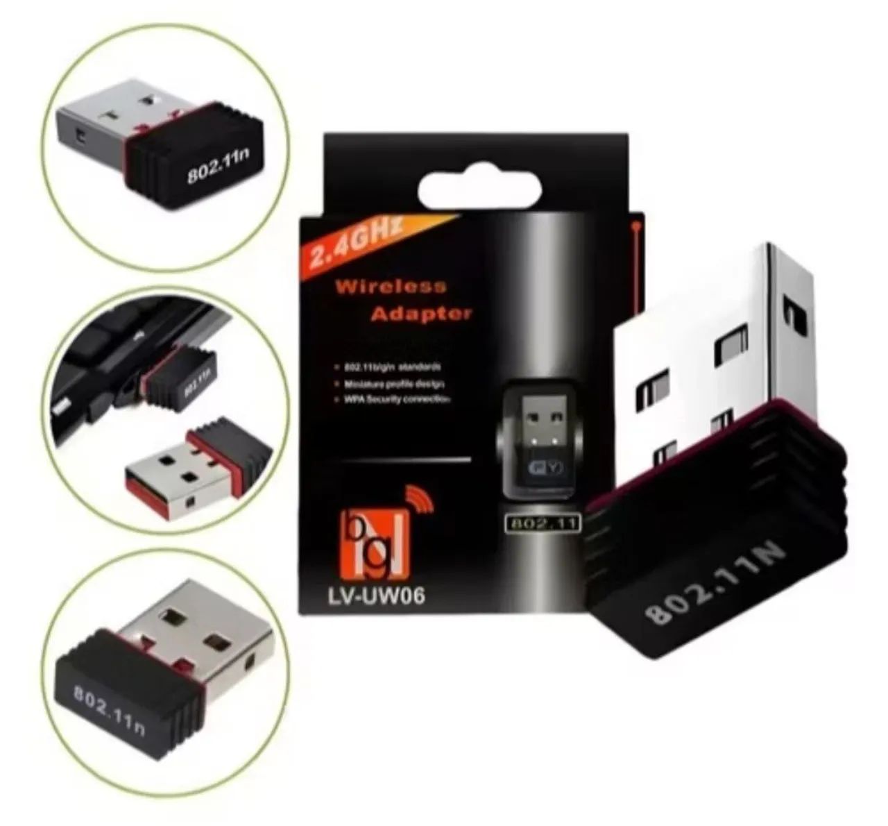 Adaptador Wireless Sem Antena Usb Wifi Pc Notebook - Foto 2