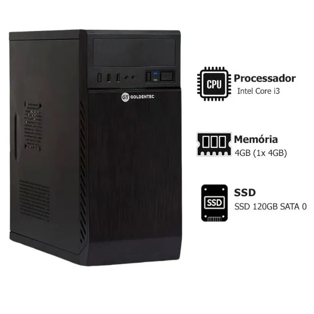 Computador Get Intel® i3 2120, H61, 4GB, SSD 120GB, Fonte 200W, 1 Ano de Garantia - WZetta