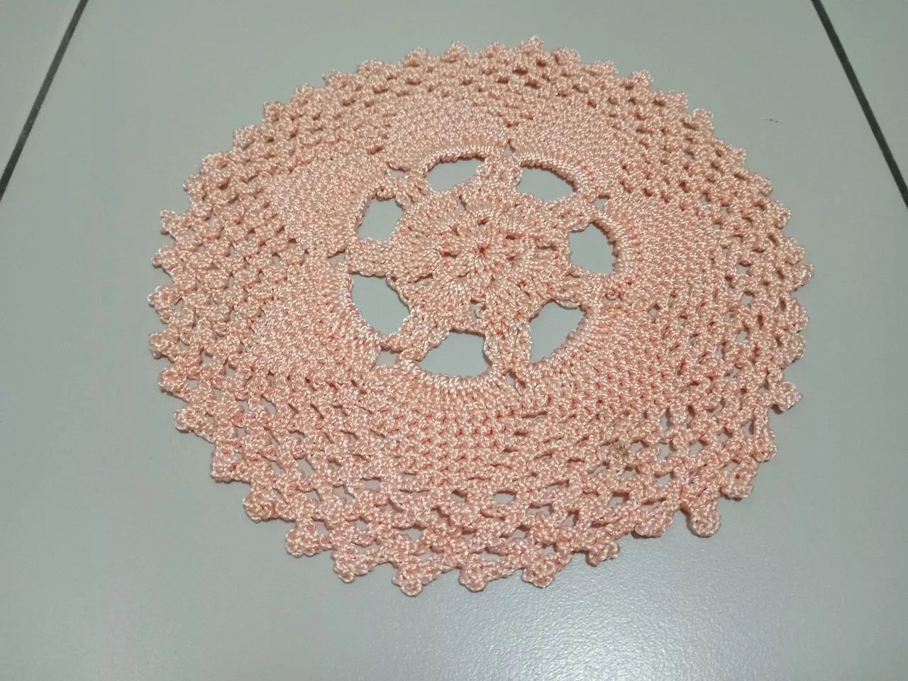 Kit 10 toalhas de crochê laranja claro - Foto 3