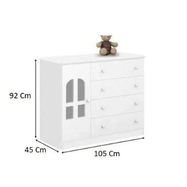 Cômoda Sapateira Infantil Com 1 Porta e 4 Gavetas Alvin - Foto 3