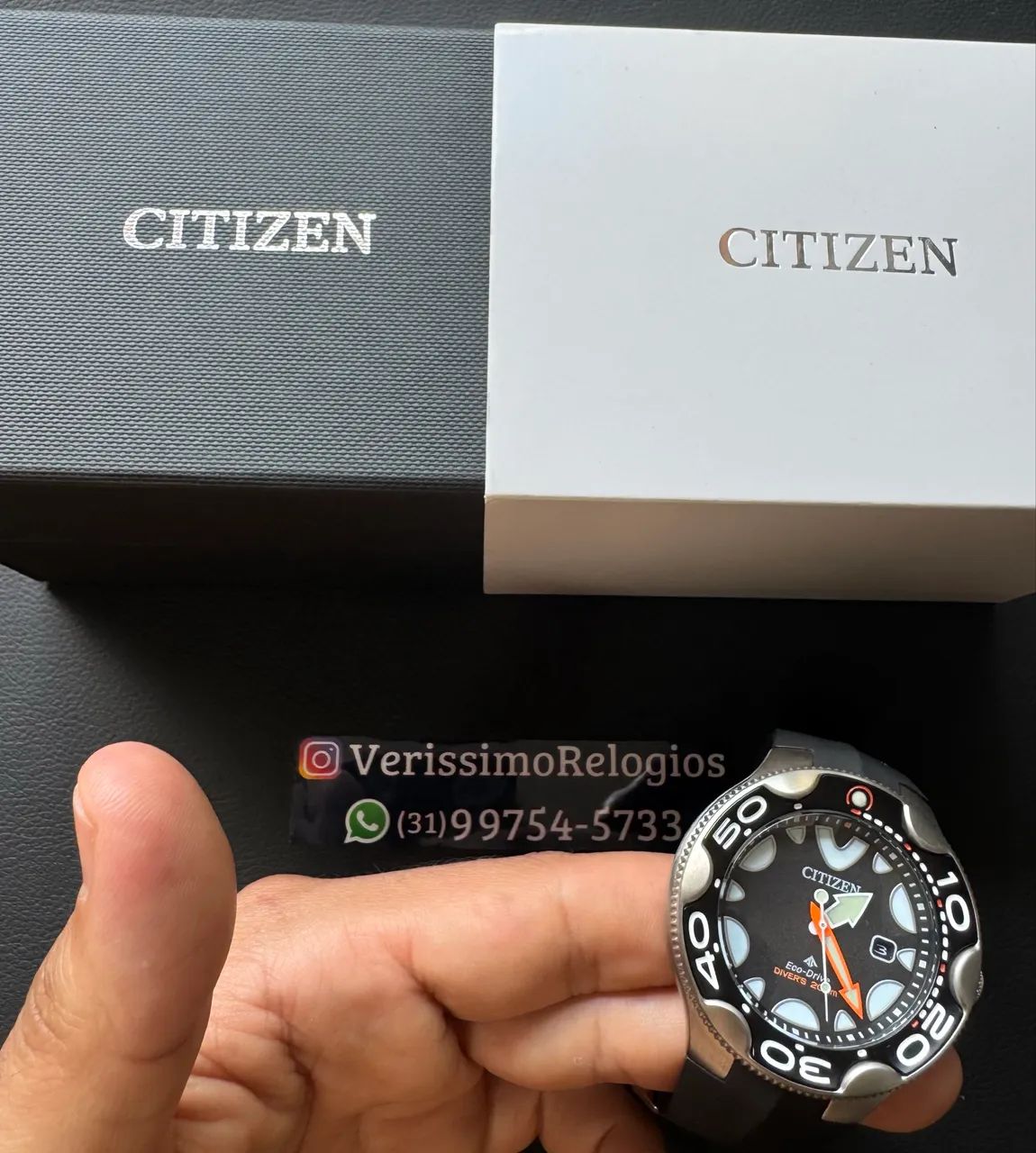 Relógio Citizen New Orca Preto Eco Drive Novo sem Uso Completo