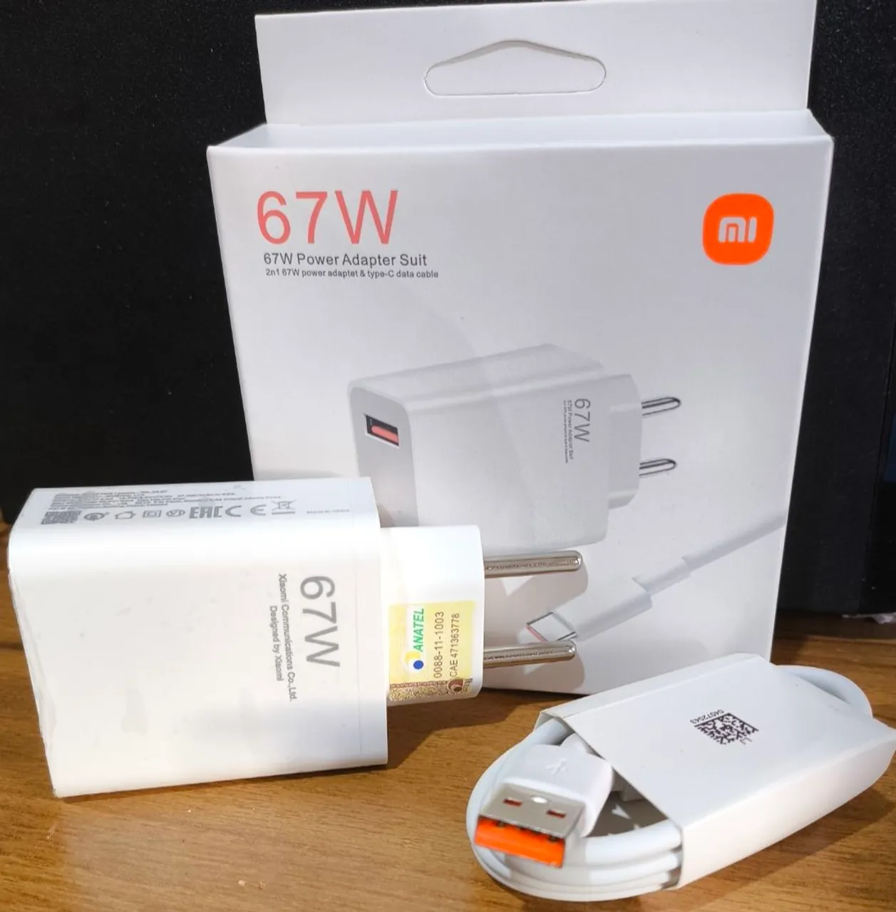 Carregador Android 67w xiaomi fonte+ cabo carregador turbo Para celular Android