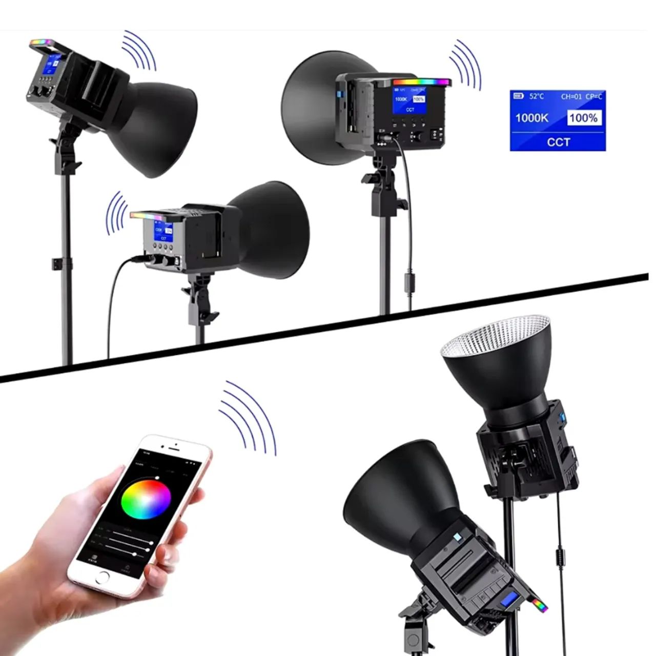 Led Profissional Sokani X100 RGB com 100w de potência, tela LCD e Aplicativo - Foto 4