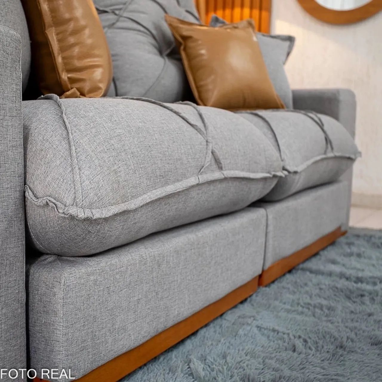 Sofá Retrátil Reclinável Malibu 2.10m Linho Cinza- D33 e Molas Ensacadas - Foto 5