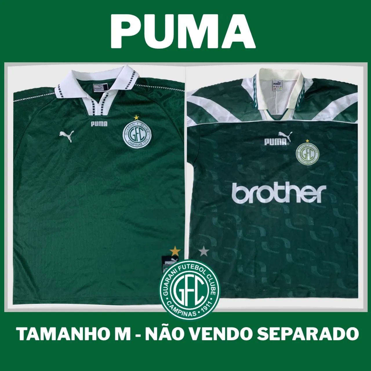 3 Camisetas - Guarani Futebol Clube