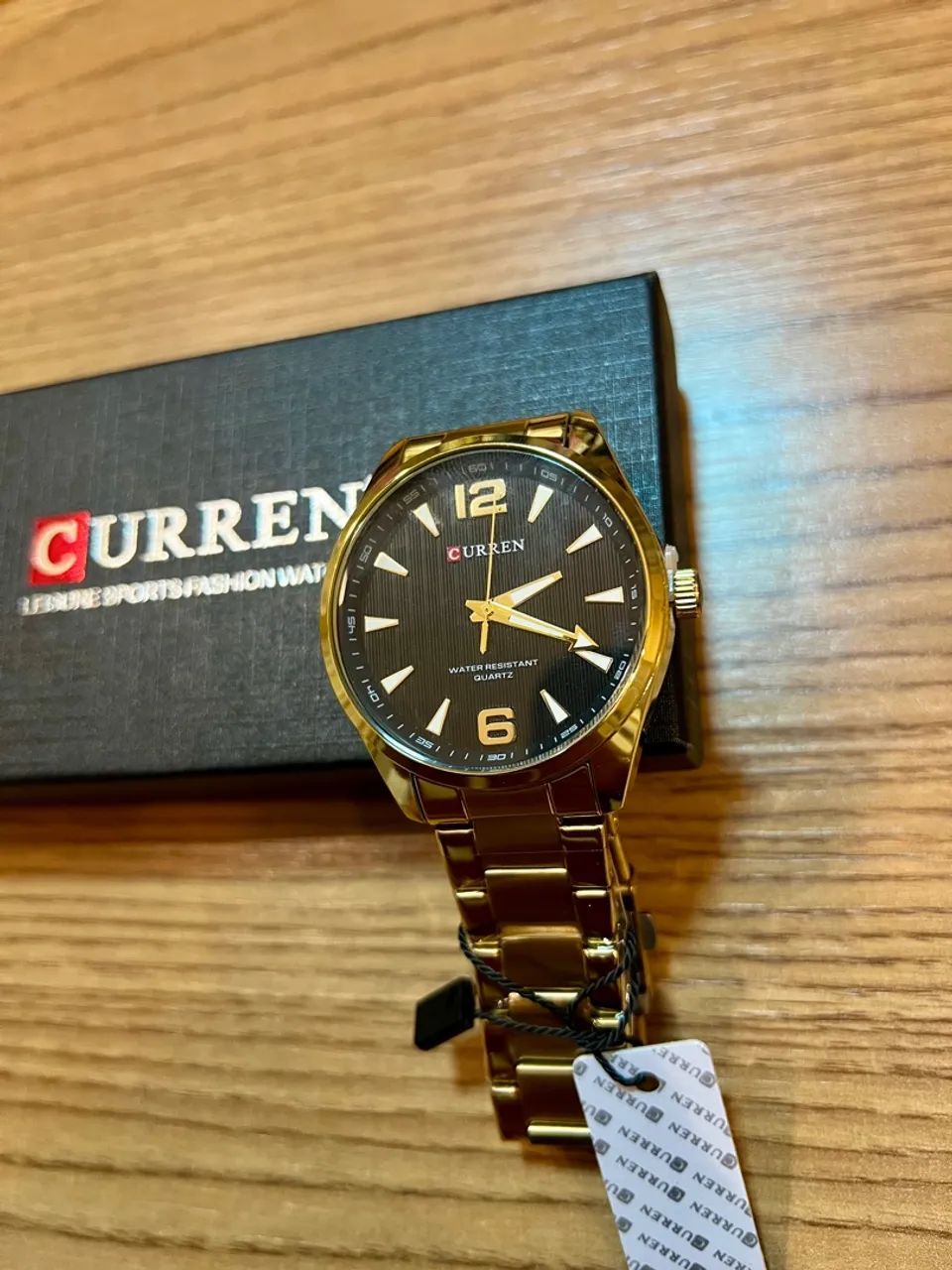 Relógio Masculino Curren 8434 - Luxo com Bisel Dourado e Fundo Preto - Foto 2