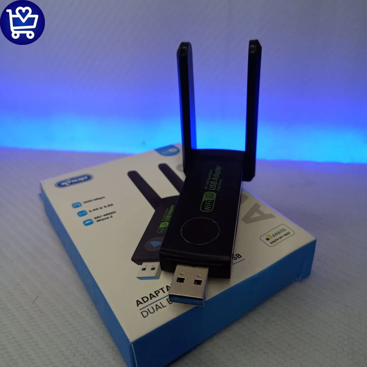 Adaptador Wi-Fi USB Dual Band 1300Mbps Knup AW162 - Foto 4