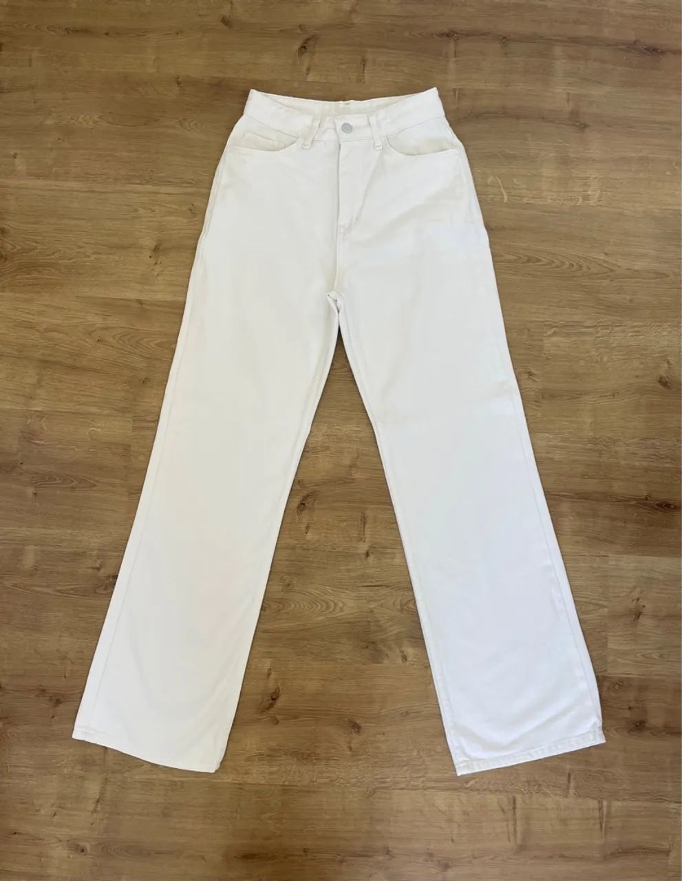 Calça Jeans 34 / 36 feminina wide leg Branca importada  - Foto 2