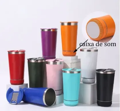 COPO TERMICO MUSICAL (COM CAIXA DE SOM INCLUSA) ENTREGA EM 24H * PAGUE SÓ NA ENTREGA*
