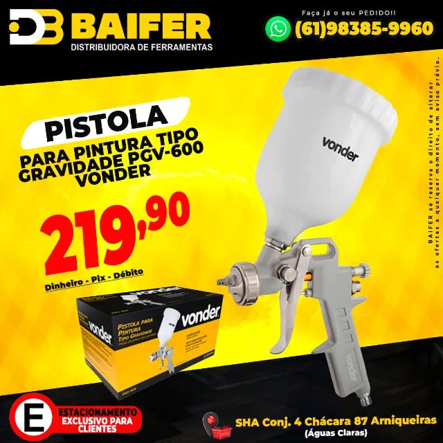 Pistola Para Pintura Tipo Gravidade PGV-600 Vonder