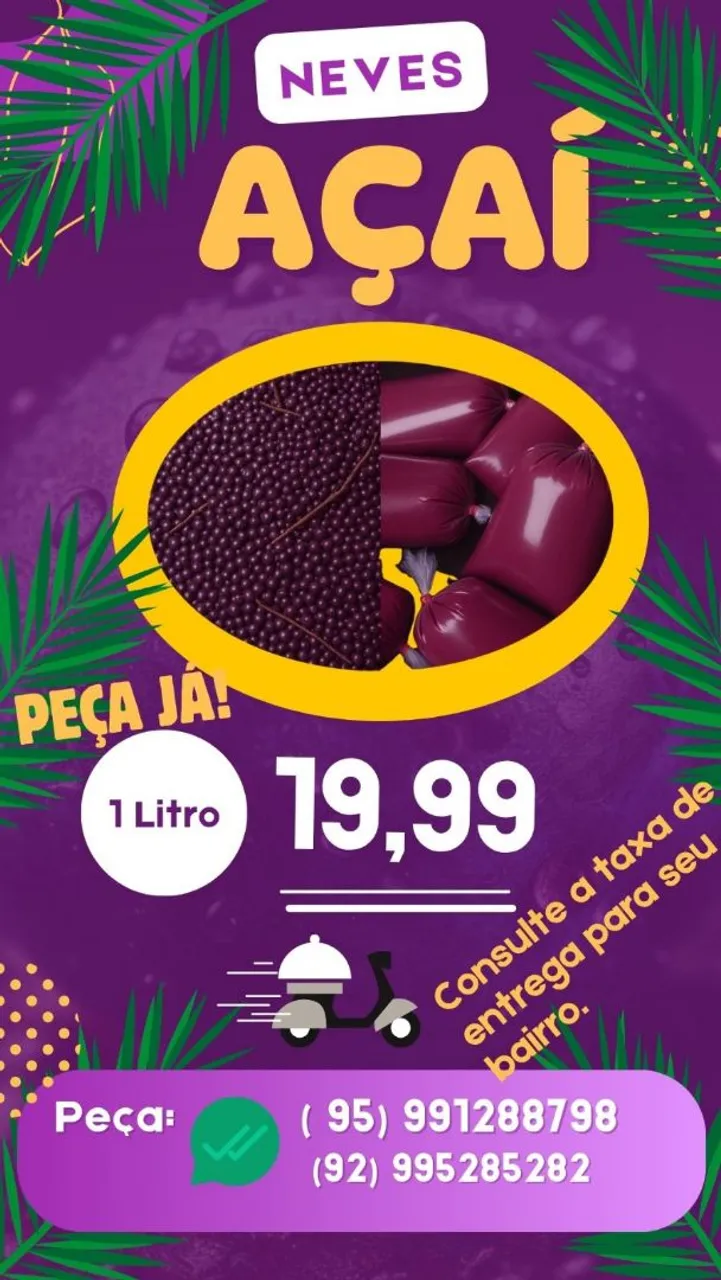 Açaí 1 Litro - Neves Açaí - Peça já!